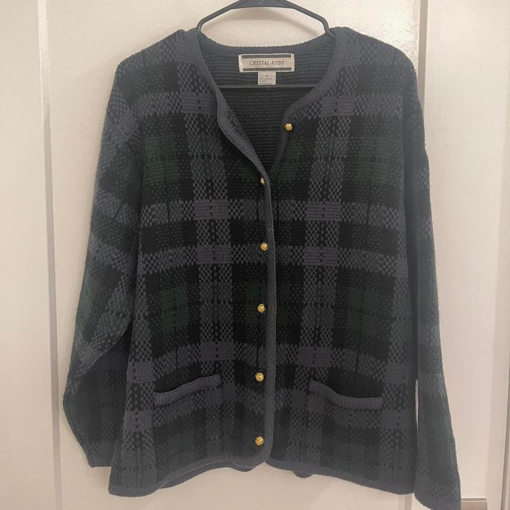 Vintage Tartan Plaid Cardigan Old Money Preppy Cottage Core Cabin Core
